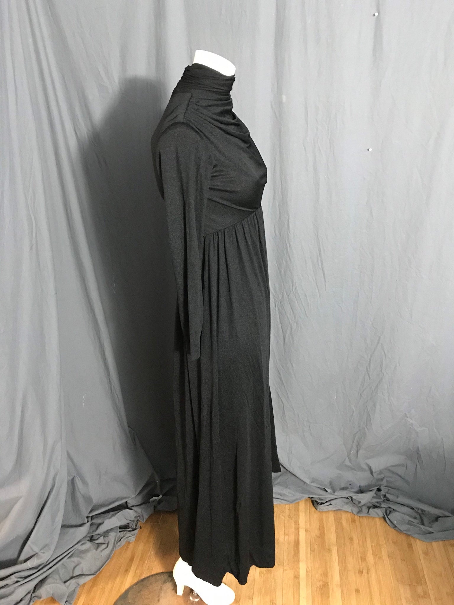 Vintage 1970’s long black Cirette maxi dress M