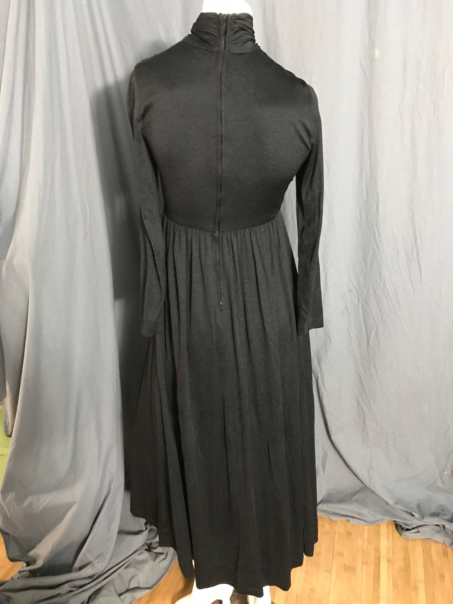 Vintage 1970’s long black Cirette maxi dress M