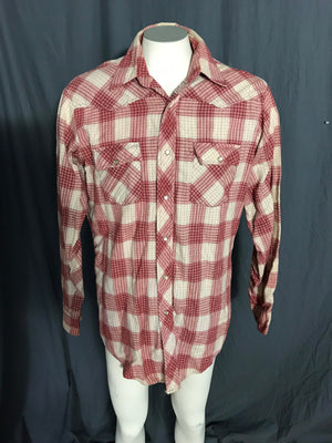 Vintage JCPenney flannel cowboy western plaid shirt L