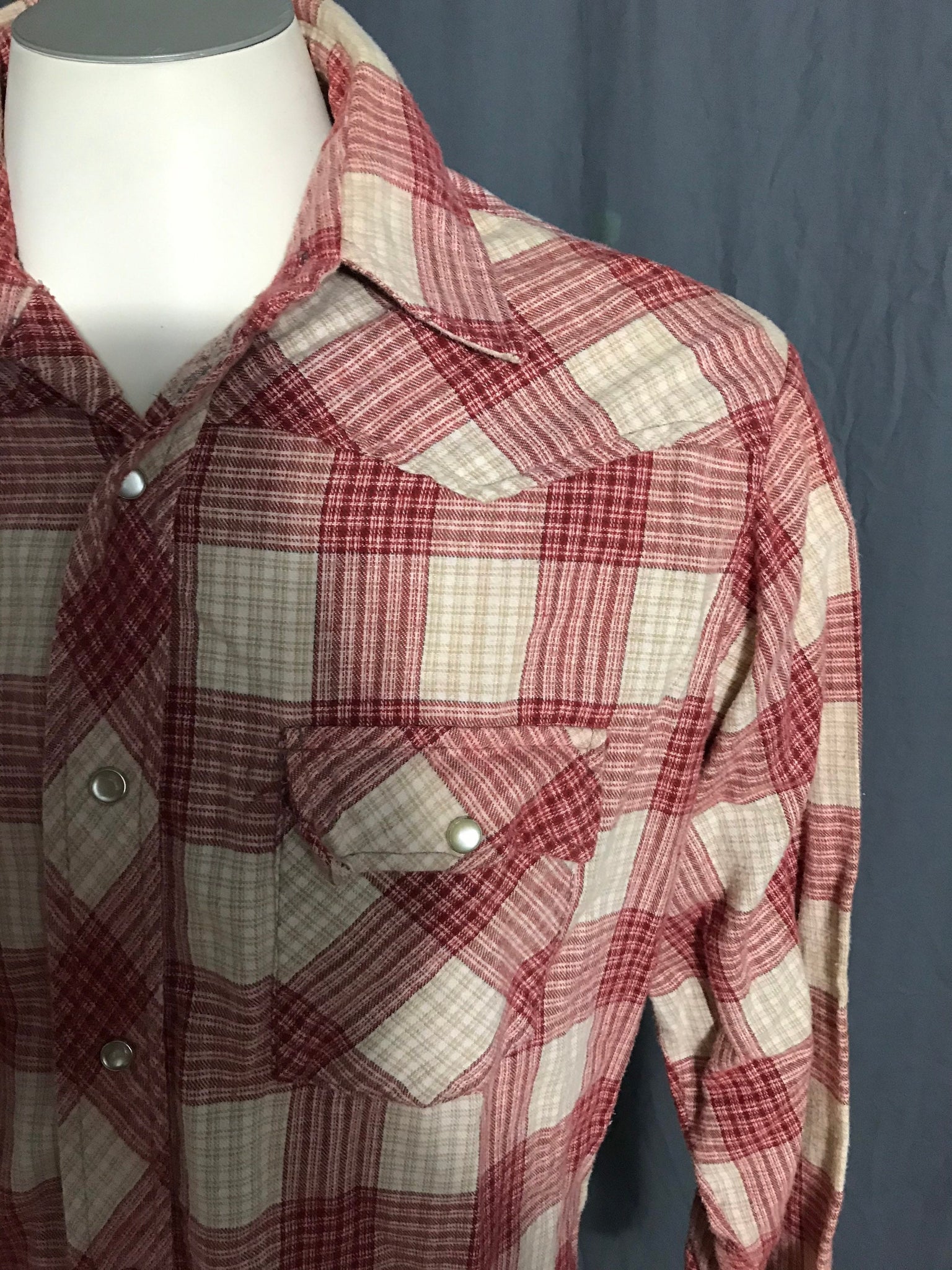 Vintage JCPenney flannel cowboy western plaid shirt L