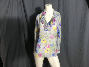 Vintage 1970’s Teddi sheer ruffle shirt L