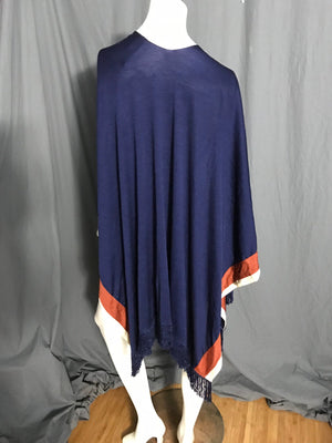 Vintage 1970’s Jantzen blue striped fringe cape shawl