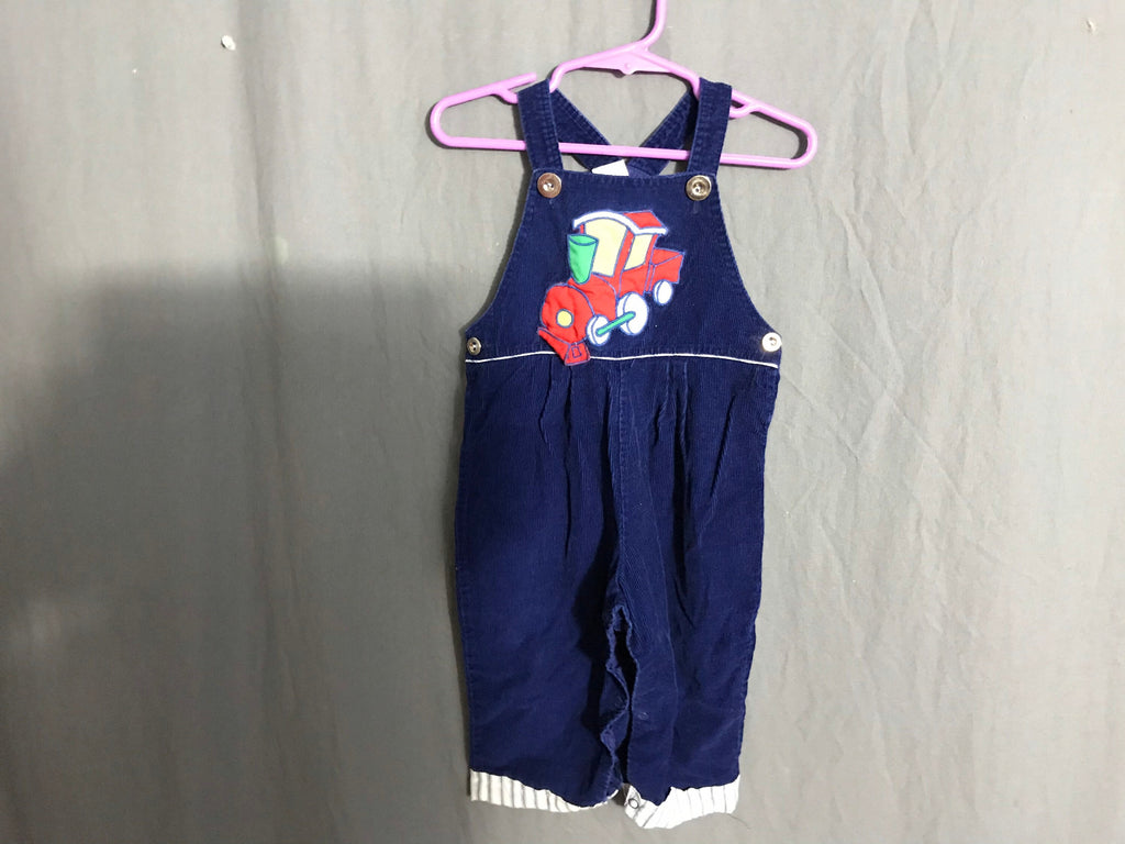 Vintage blue corduroy boys train overalls 18 mos.