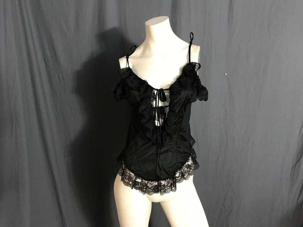 Vintage black sheer lingerie top L XL