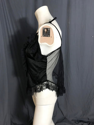 Vintage black sheer lingerie top L XL