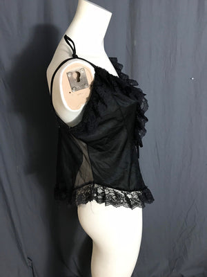 Vintage black sheer lingerie top L XL