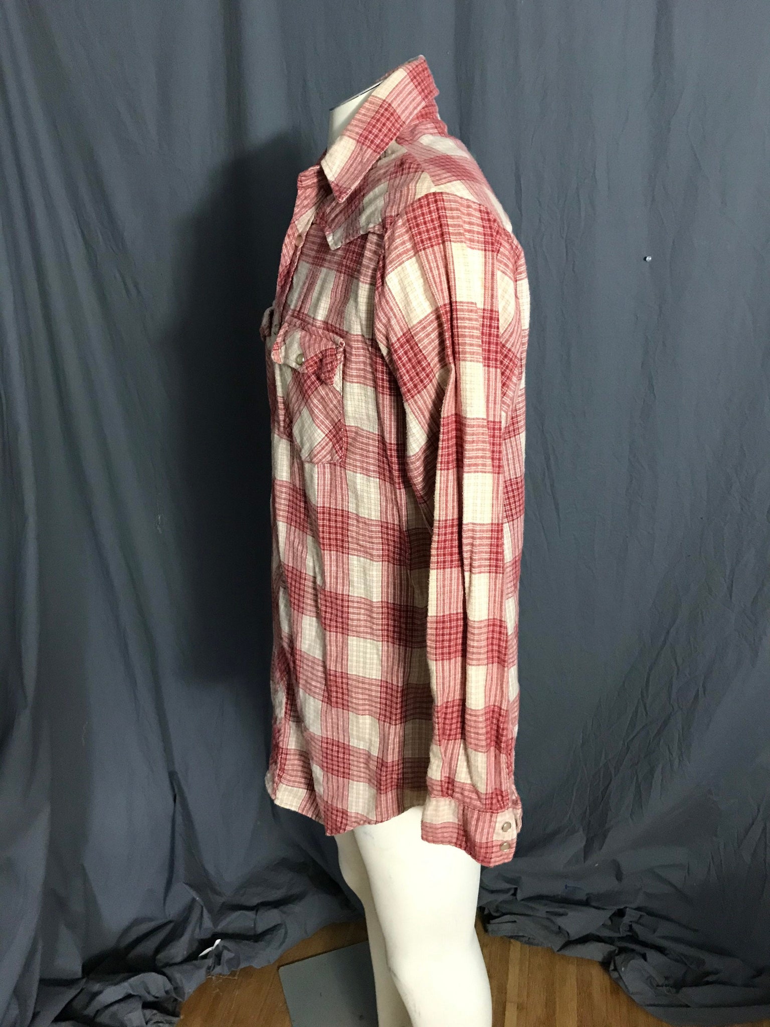 Vintage JCPenney flannel cowboy western plaid shirt L