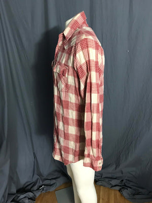 Vintage JCPenney flannel cowboy western plaid shirt L