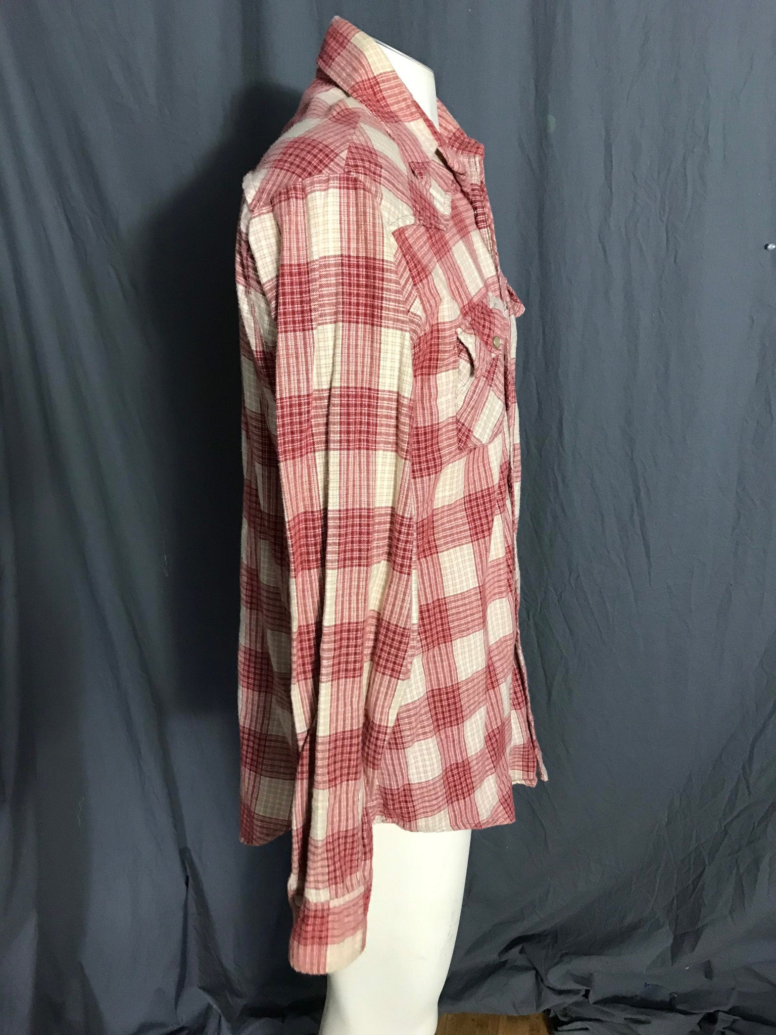 Vintage JCPenney flannel cowboy western plaid shirt L