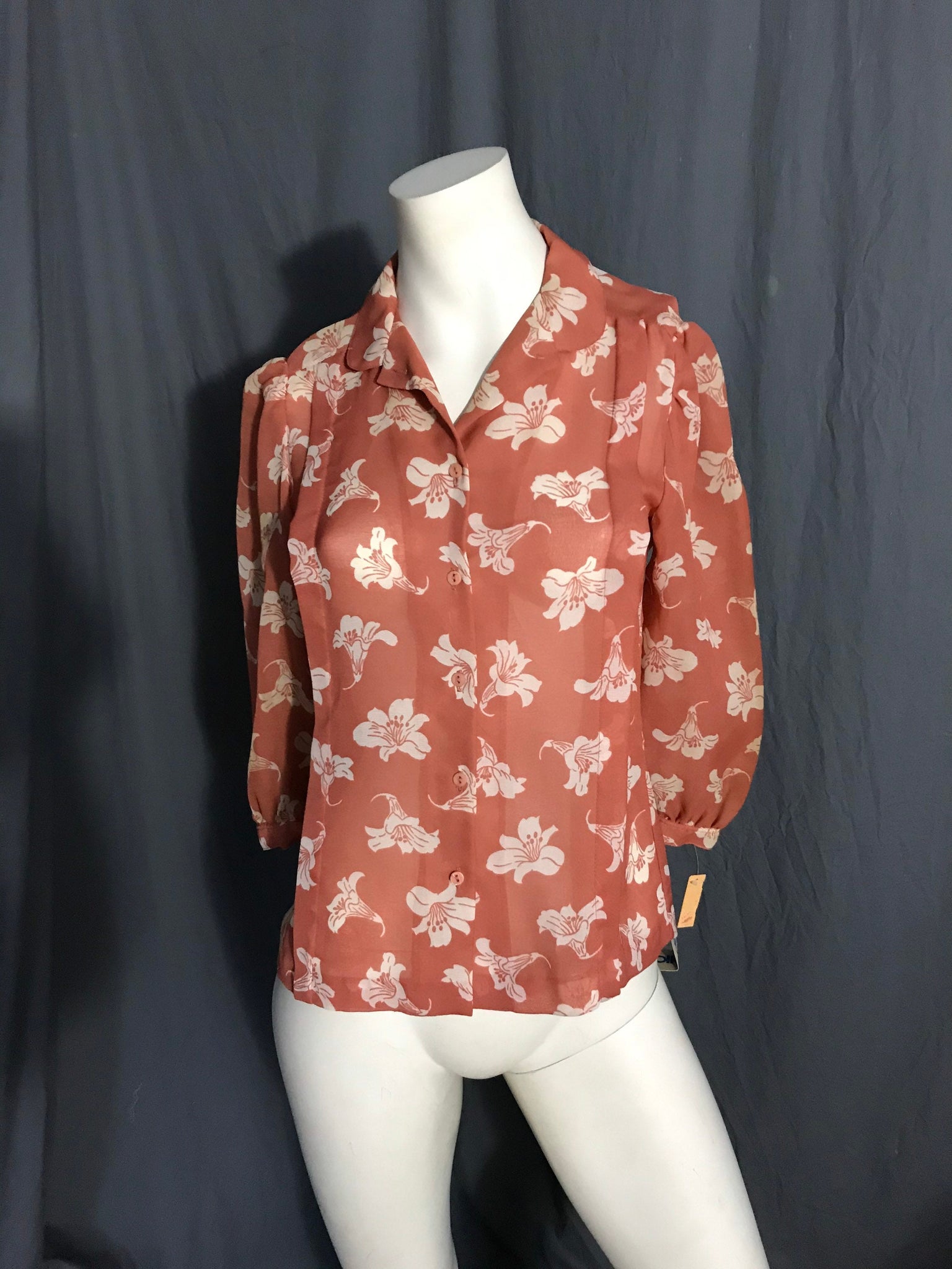 Vintage 70’s Deadstock College Town sheer shirt blouse M