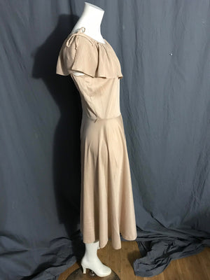 Vintage tan 1970’s polyester dress L