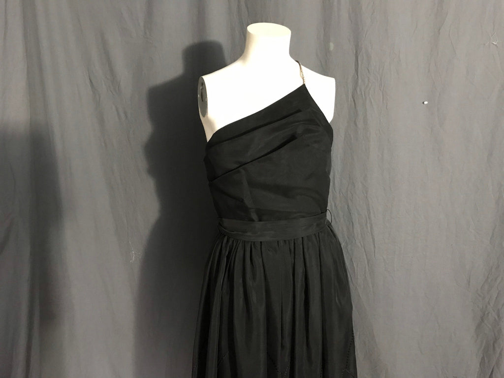 Vintage black Joy Stevens petal bust full skirt formal party dress S