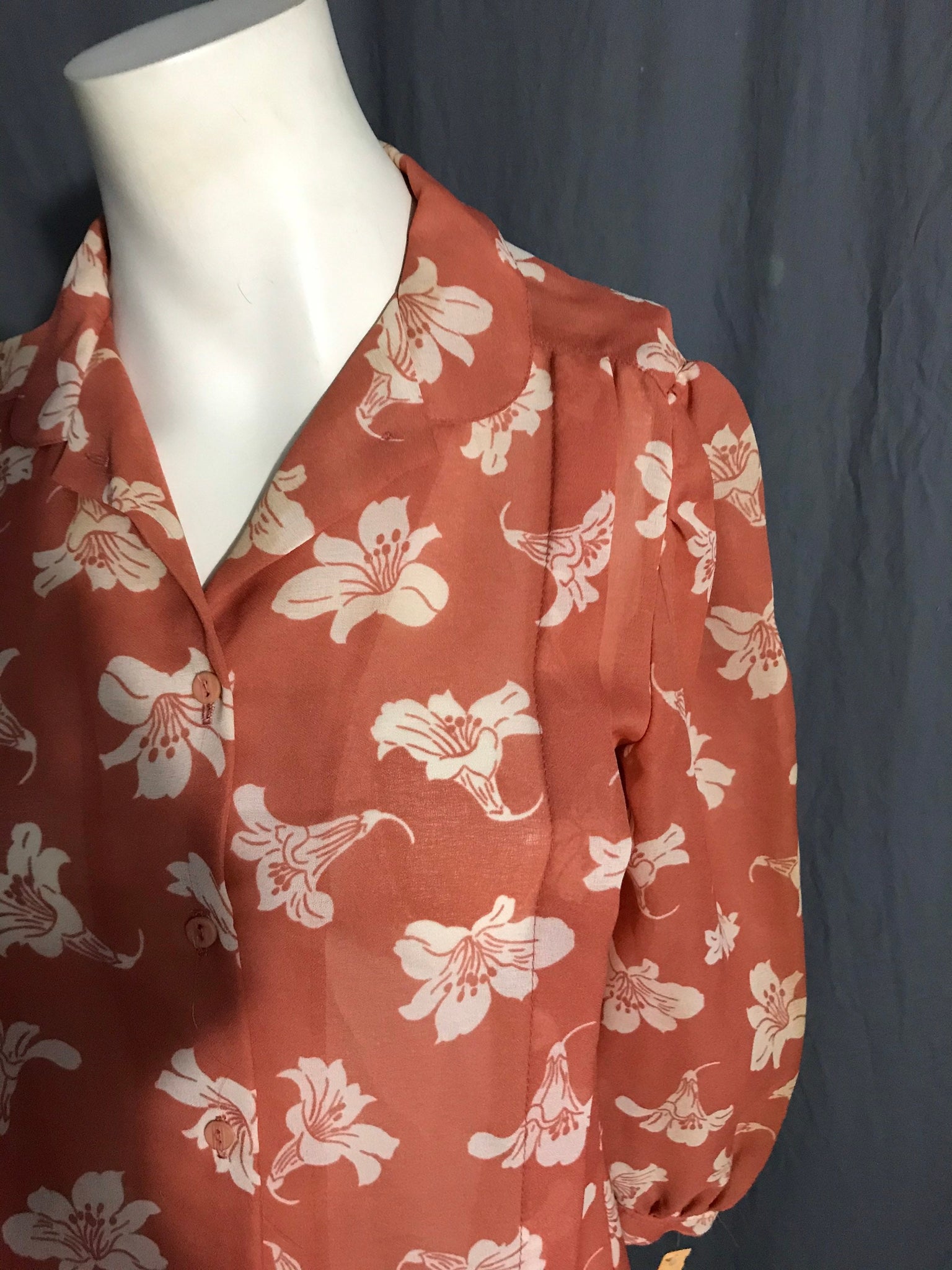 Vintage 70’s Deadstock College Town sheer shirt blouse M