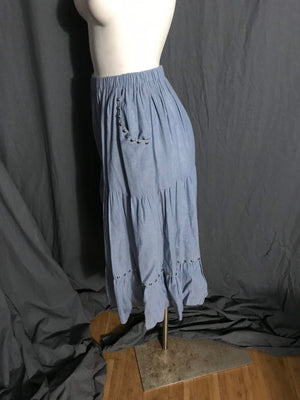 Vintage 70’s Carefree Fashions blue tiered skirt 7 M