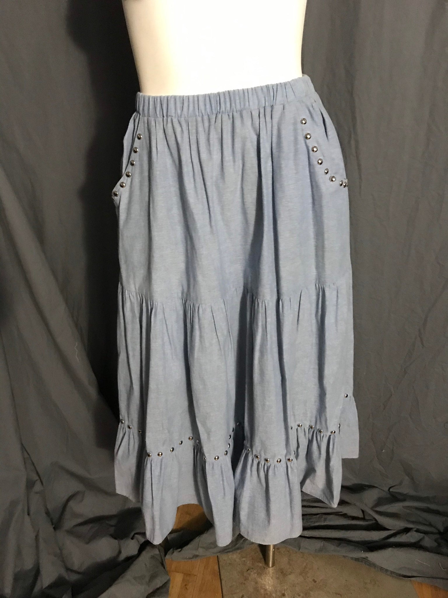 Vintage 70’s Carefree Fashions blue tiered skirt 7 M