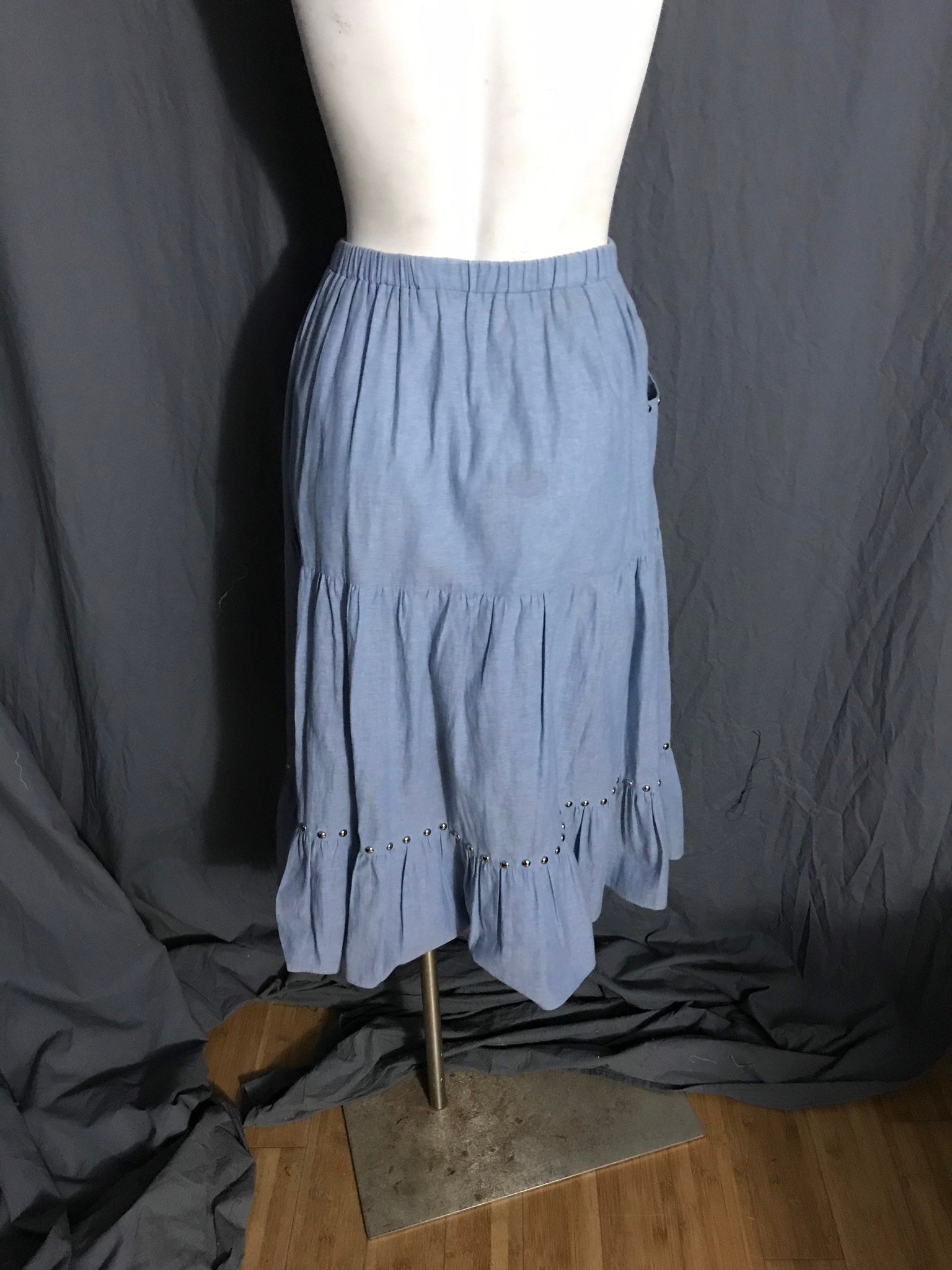 Vintage 70’s Carefree Fashions blue tiered skirt 7 M