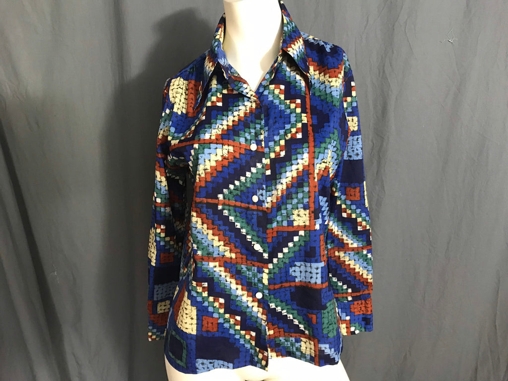 Vintage 1970’s women’s mod butterfly collar shirt M