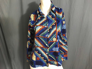 Vintage 1970’s women’s mod butterfly collar shirt M