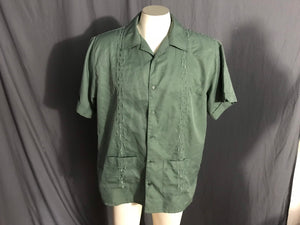 Vintage Guayabera green embroidered shirt L