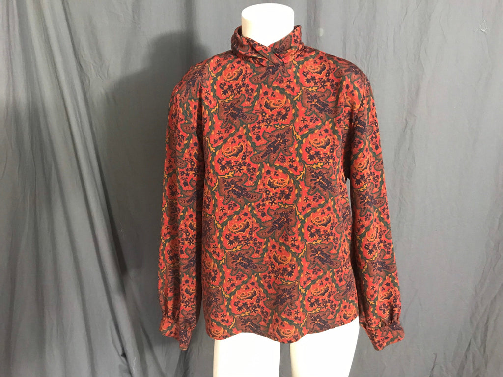 Vintage 1980’s Personal Petites paisley high neck blouse 10