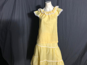 Vintage Shirley of Atlanta yellow check square dance set M