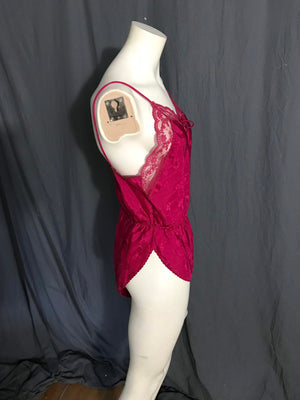 Vintage maroon 80’s Avon lingerie teddy S