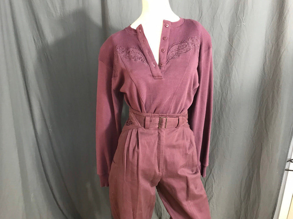 Vintage 1980's Changes purple pantsuit S M