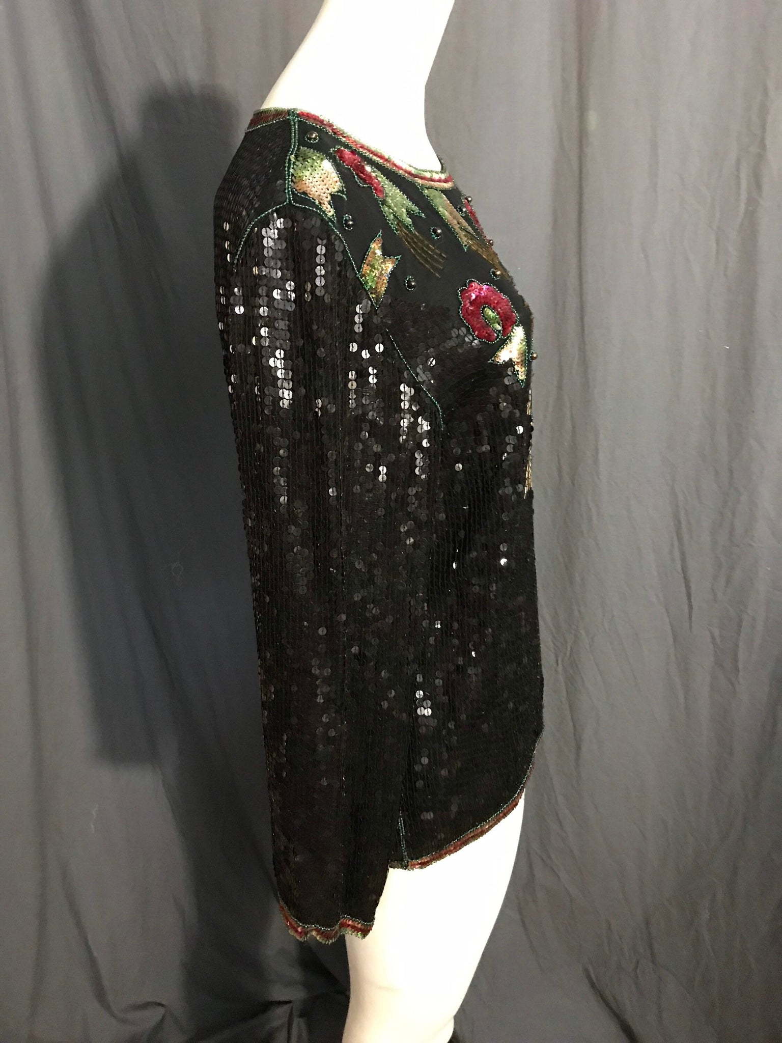 Vintage Jean fot Joseph Le Bon bead and sequin black top M