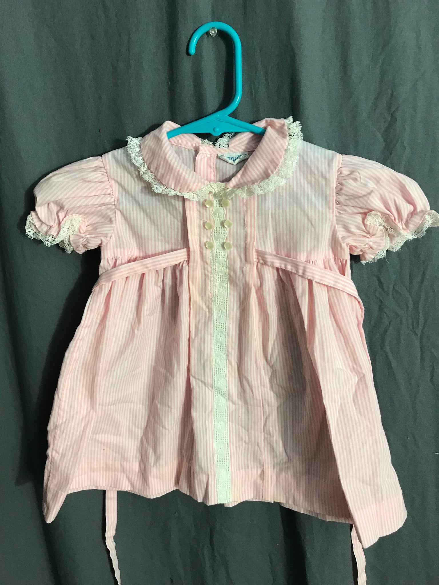 Vintage Nannette pink striped baby dress