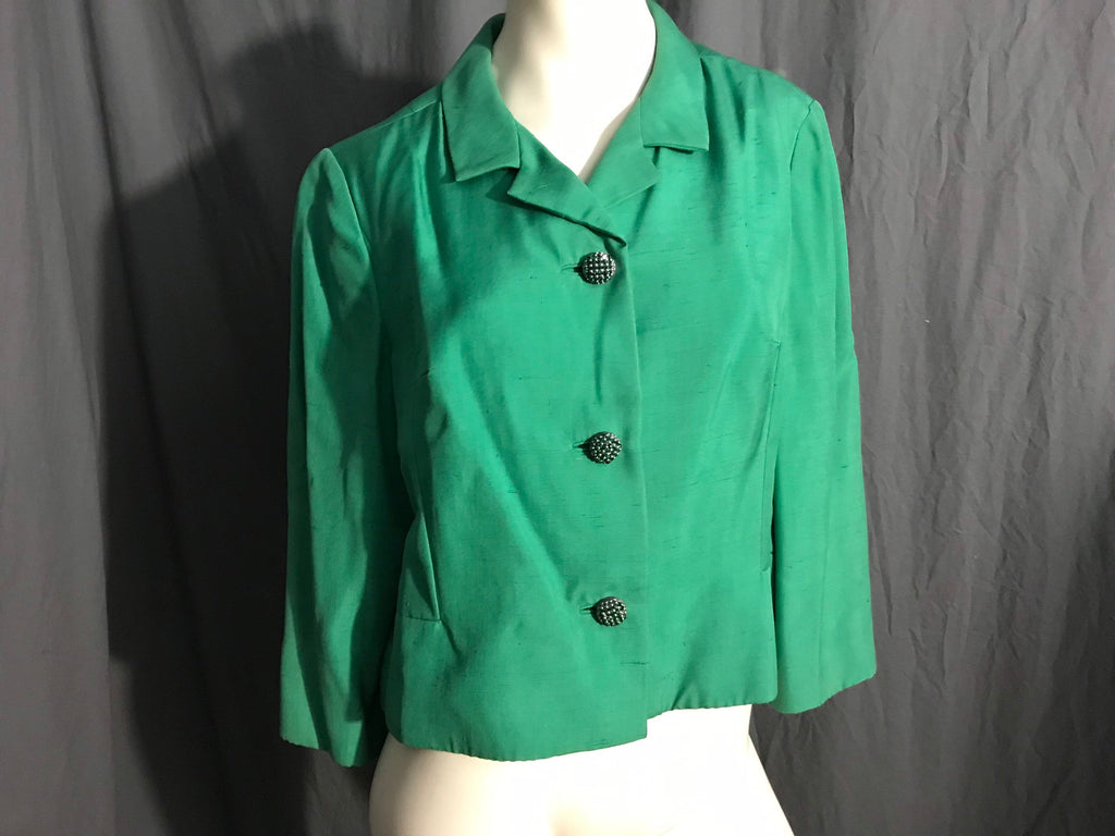 Vintage Kelly green 50's short dress jacket L