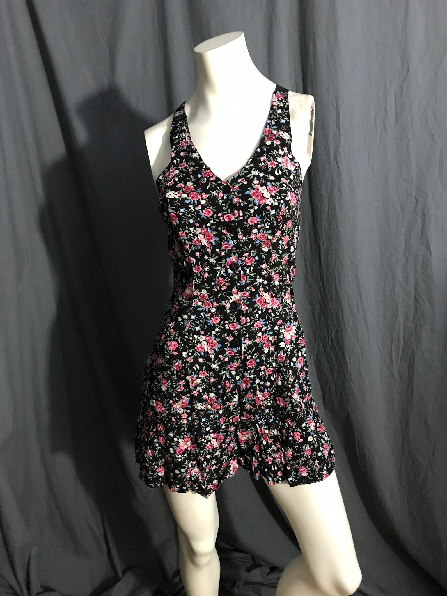 Vintage 80's rayon Pellini floral jumpsuit romper 5/6 S