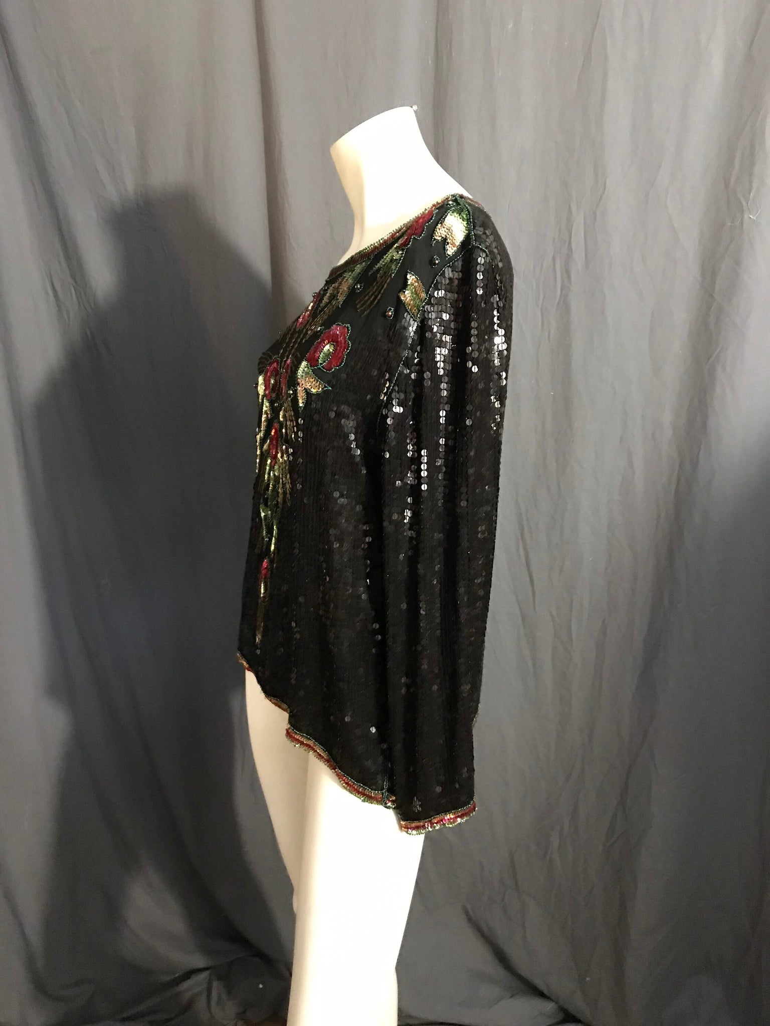 Vintage Jean fot Joseph Le Bon bead and sequin black top M