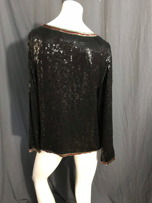 Vintage Jean fot Joseph Le Bon bead and sequin black top M