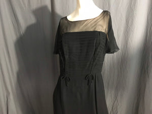 Vintage 1940's 50's black crepe dress L volup