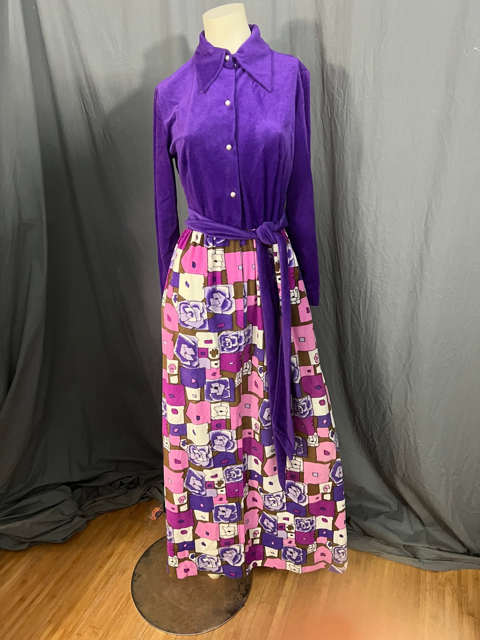 Vintage 70's Periphery lounge dress purple 14 M