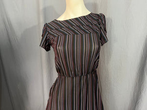 Vintage 70's striped dress black S