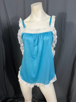 Vintage 60's turquoise lingerie top M