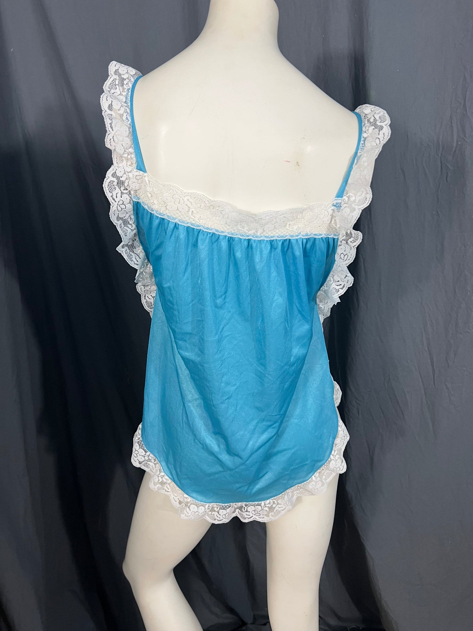 Vintage 60's turquoise lingerie top M