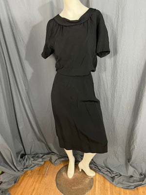 Vintage black volup 1950’s day dress L