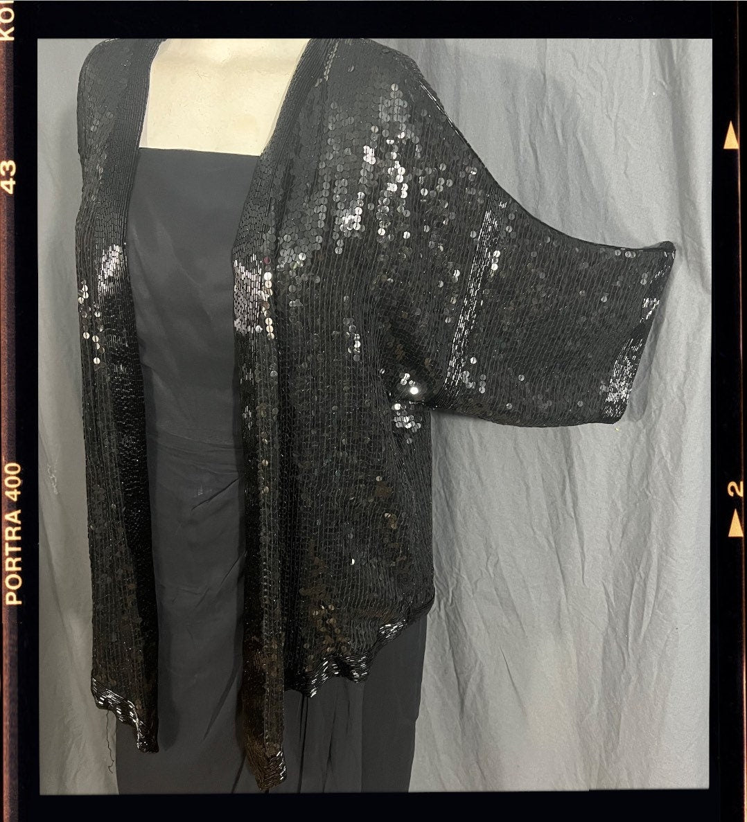 Vintage sequin black 70's jacket Swee lo M