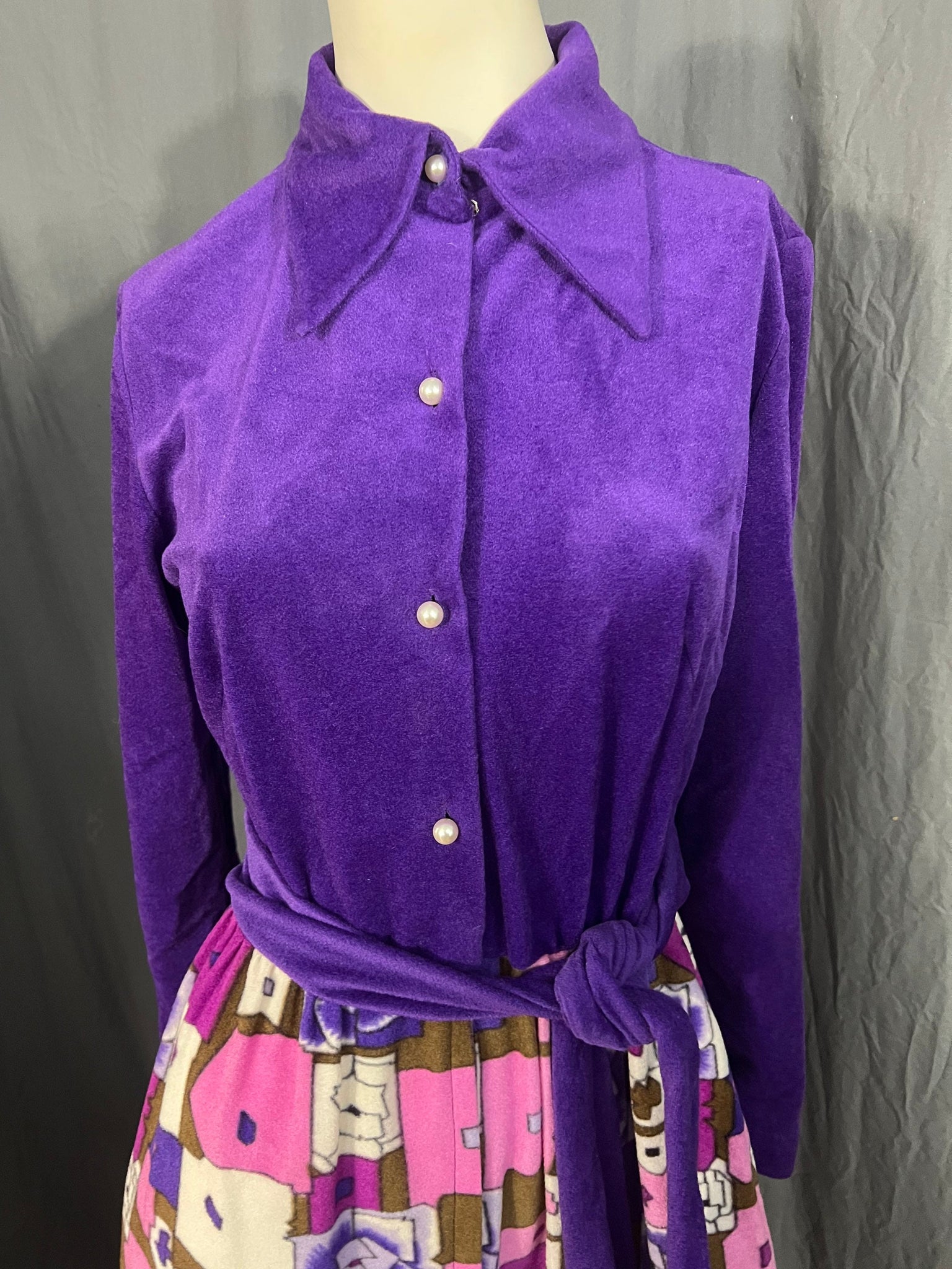 Vintage 70's Periphery lounge dress purple 14 M