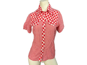 Vintage 70’s womens shirt red check L