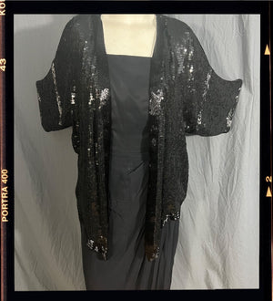 Vintage sequin black 70's jacket Swee lo M