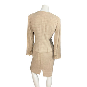 Vintage Victor Costa suit 4 gold and tan