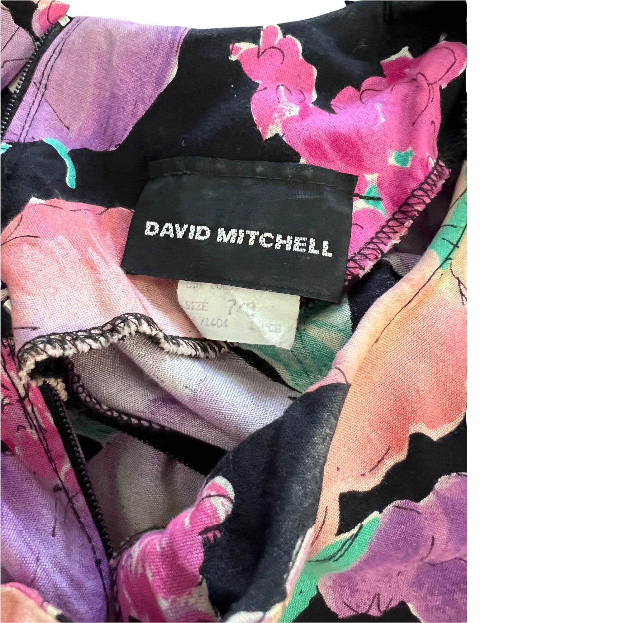 Vintage 80's floral drop waist dress David Mitchell 7/8 M