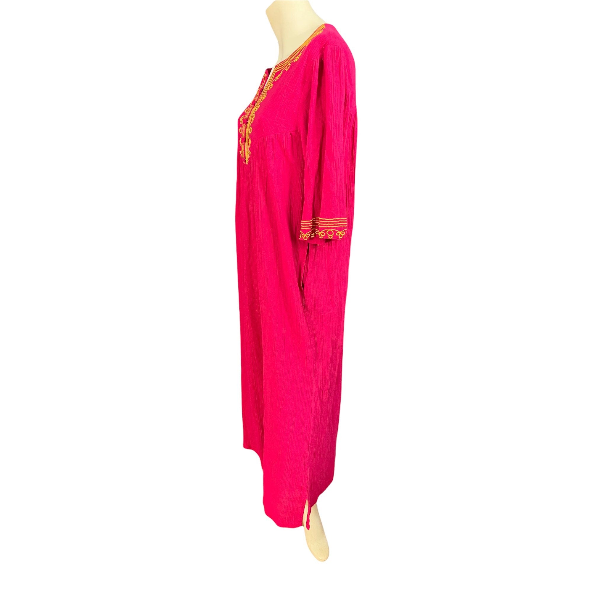 Vintage 80's National pink caftan dress M