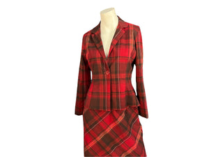 Vintage 80's handmade plaid dress set M L