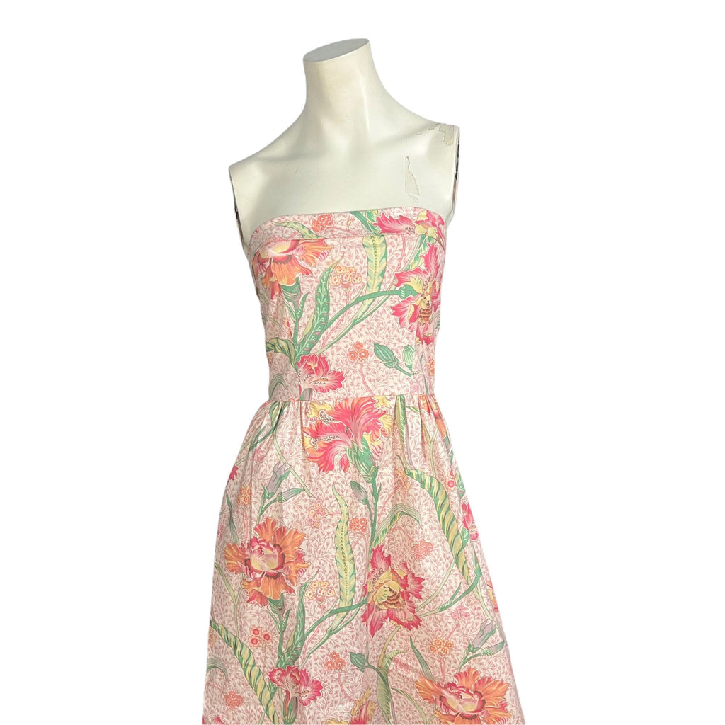 Vintage 80's strapless cotton floral sundress Blair Woolverton 6 S