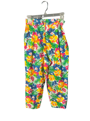 Vintage 80's tropical capris pants David Brooks 8