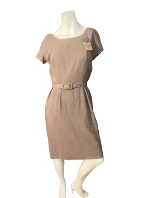 Vintage 50's 60's fitted brown dress M